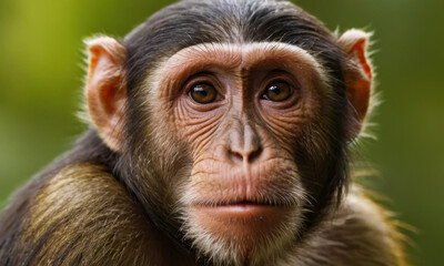 Close-up photo of a monkey's face with blurred surroundings