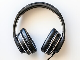 Black Headphones with Silver Accents on White Background