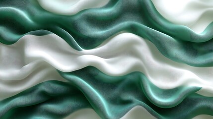 Obraz premium Waving Green White Flag Fabric.