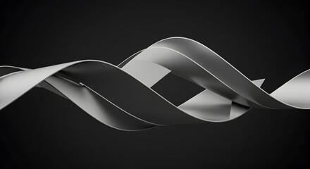 Elegant Swirls Modern Metallic Ribbons On Deep Black Backdrop Wallpaper