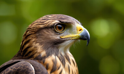Obraz premium Close-up view of a bird of prey's face and feathers