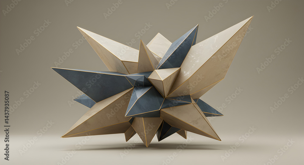 Poster abstract geometric composition in earth tones with sharp angles and textural detail