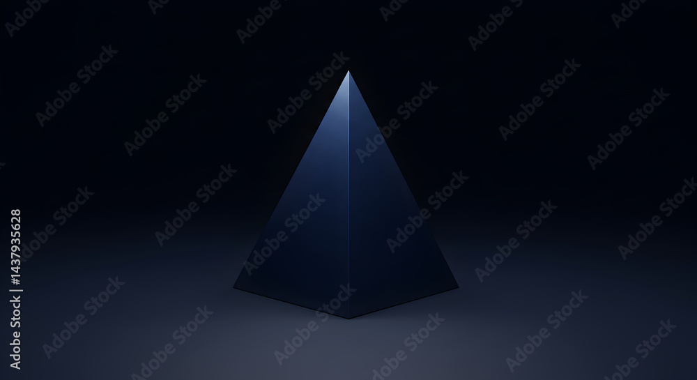 Poster illuminated apex: a mysterious 3d pyramid with dark background