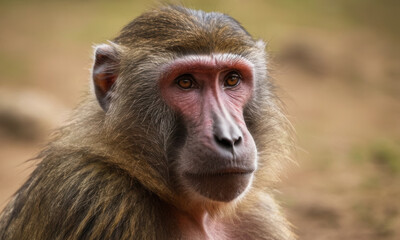 Obraz premium A close-up shot of a curious monkey looking directly at the camera