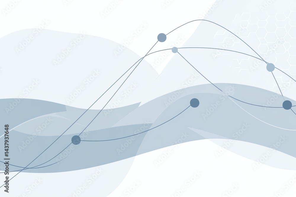 Poster abstract network connection with flowing lines and data points illustration