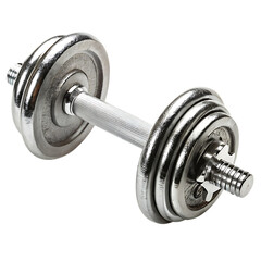 Naklejka premium Chrome dumbbell isolated on white background