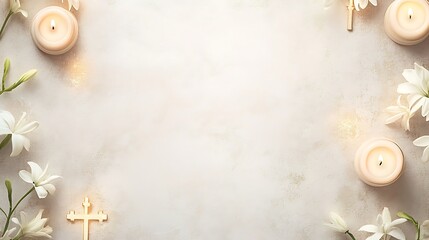 White lilies with candles, and cross grief.