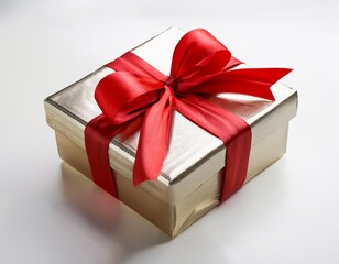Obraz premium gift box with red ribbon and white background transparent