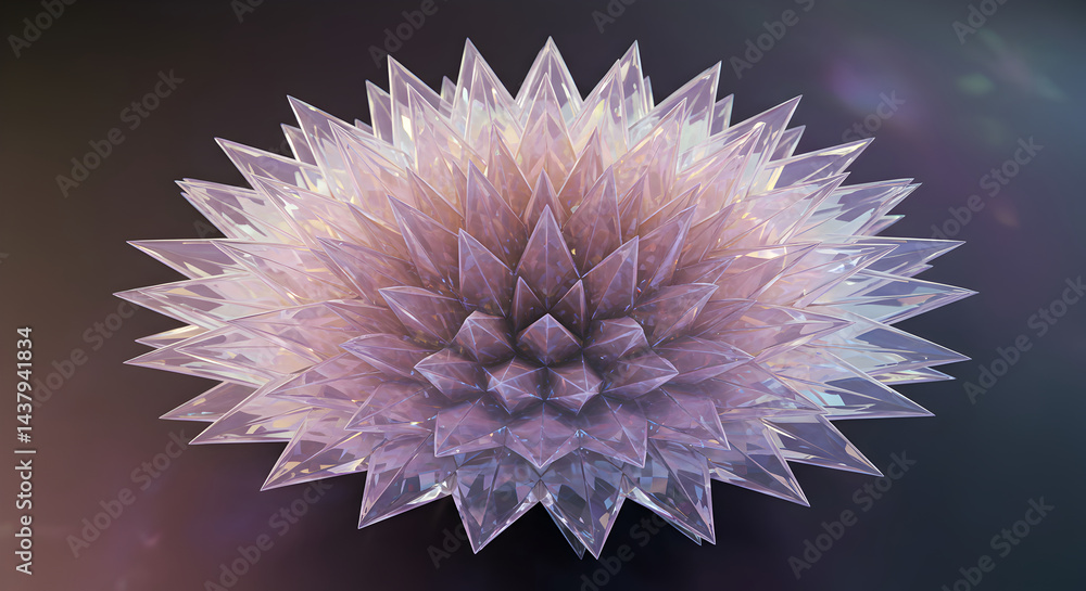 Poster abstract gemstone formation with pointed facets and gradient coloring