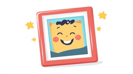 Cartoon cat portrait in a frame