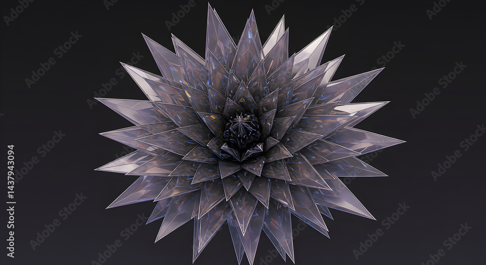 Poster abstract geometric crystal formation with sharp edges on dark backdrop