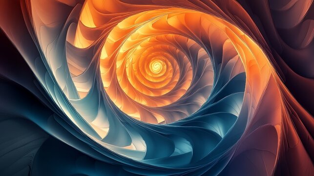 Fototapeta Abstract Spiral Fractal Art Design Orange Blue Swirling Dynamic Energy Motion Background Texture Pattern Digital Illustration Graphic Modern Artistic 