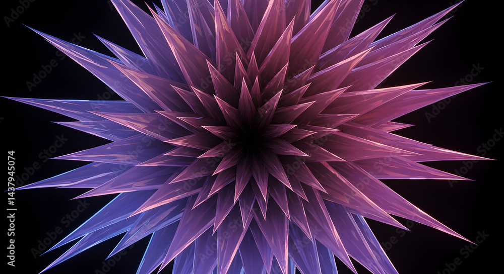 Poster mystical bloom of gradient prisms and jagged edges in ethereal abstraction