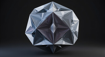 Low Poly Geometric Shape Reflective Facets Against Dark Background