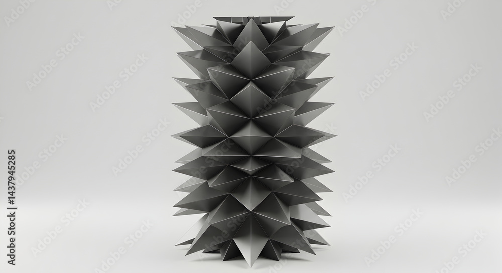 Poster abstract geometric shape silver color with triangle pattern isolated on white