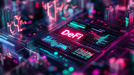 Fototapeta premium DeFi blockchain protocol. Cryptocurrency transparency. DeFi protocol dashboard featuring liquidity pool charts and analytics.