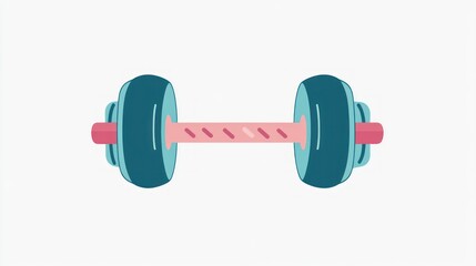 Obraz premium Teal dumbbell, fitness, exercise, gym, workout, weightlifting, healthy lifestyle, illustration