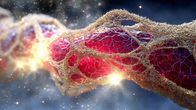 Futuristic Bio-Neural Network Particle Explosion in Slow Motion with Glowing Sparks Sci-Fi Particle Burst