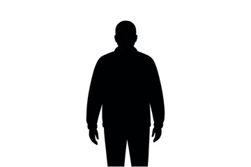 Silhouette of an old man isolated on white background