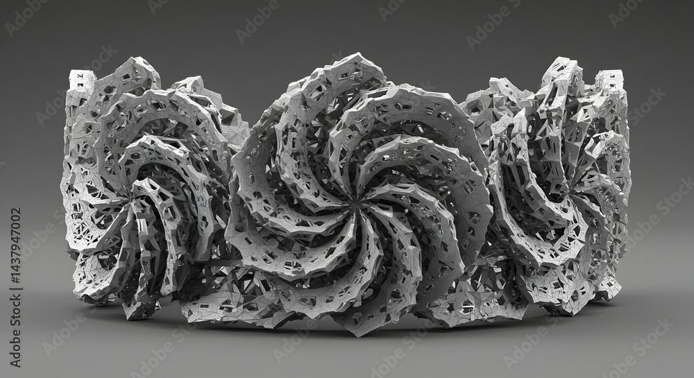 Poster complex three dimensional shapes presenting abstract geometric art structure