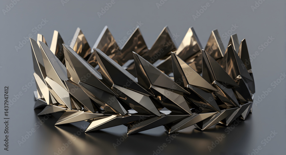 Aufkleber abstract metallic laurel crown with sharp angular edges on neutral background