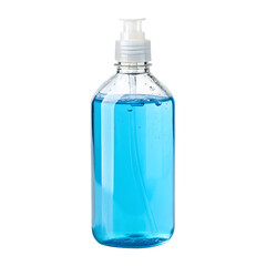 Naklejka premium Blue liquid soap in a transparent bottle