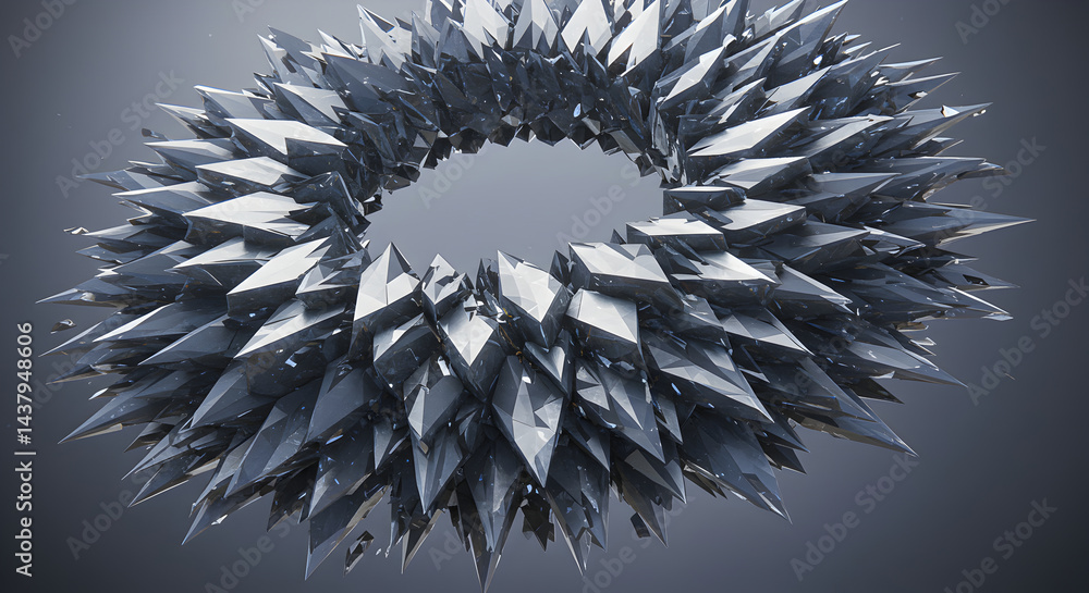 Poster circular formation of sharp geometric shapes on a neutral background
