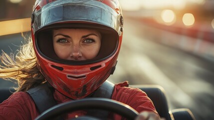 Woman enjoying go-karting