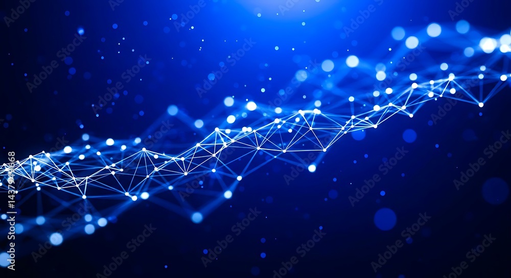 Aufkleber abstract blue background with connected dots and lines creating a complex network design