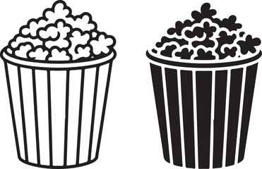 Two Styles of Popcorn in Striped Buckets Illustration