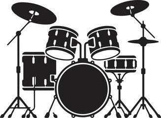 Simple Black Silhouette of a Complete Drum Kit