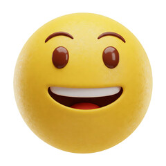 Fototapeta premium Yellow Smiley Face Emoji with Slightly Open Mouth Isolated transparent background 