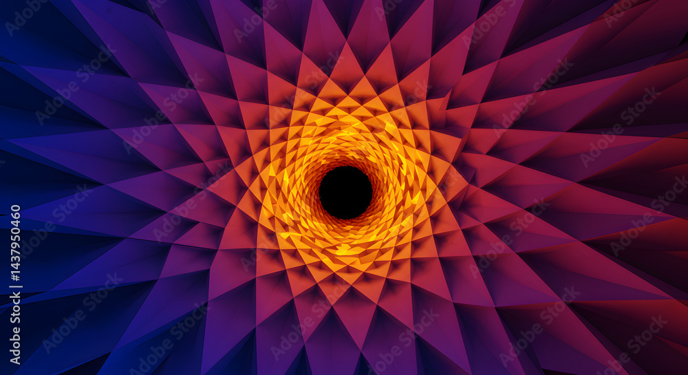 Poster abstract polygonal background with deep center and vivid color palette