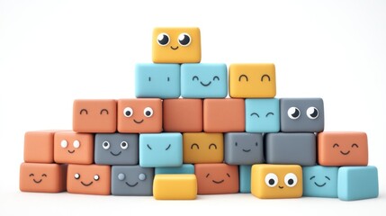 Obraz premium Colorful, happy blocks stacked in a pyramid