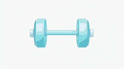 Light blue dumbbell, fitness, gym, exercise, workout, vector, illustration, white background