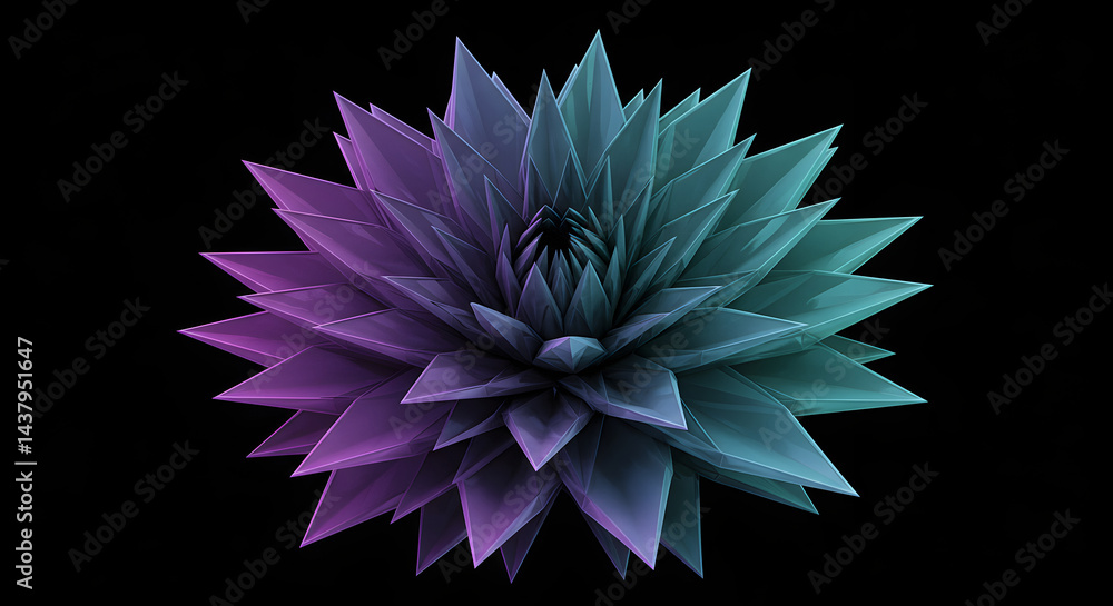 Poster abstract gradient flower in deep space background for decoration element