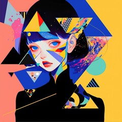 Abstract futuristic geometric pattern with minimalist design, digital art background featuring modern technology concept. 