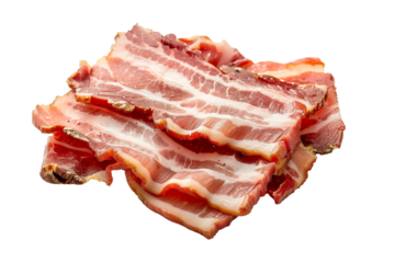 Bacon isolated on white background png transparent clipart.