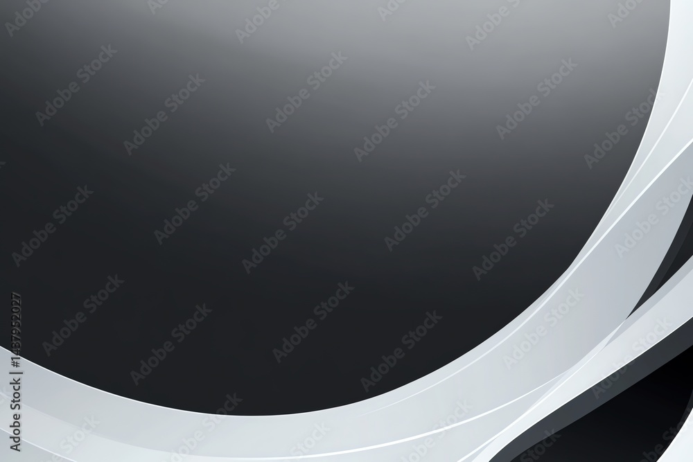 Poster abstract black and white gradient background with elegant curving lines