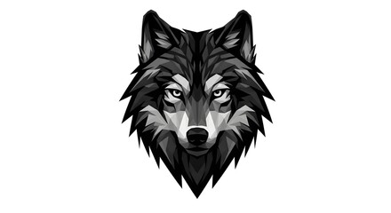 Naklejka premium Geometric Wolf Head Design in Black and White for Modern Art