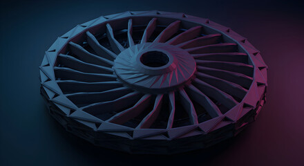 Obraz premium Stylized Aircraft Turbine Engine Model Under Dramatic Lighting Conditions