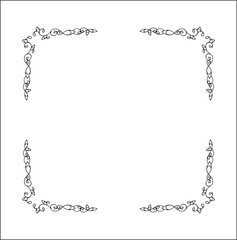Elegant black and white ornamental frame with Celtic ornament, Scandinavian  decorative border, corners for greeting cards, banners, business cards, invitations, menus. Isolated vector illustration.	
