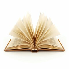 Open book, showcasing pages, and bound cover.