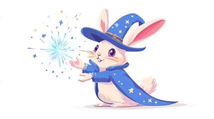 Obraz premium Cute rabbit magician, performing a magic trick