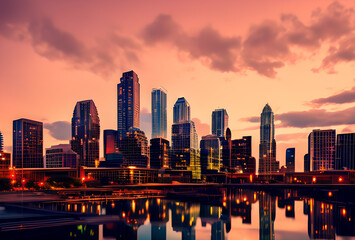 Fototapeta premium chicago skyline at sunset