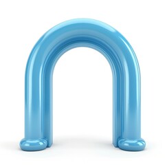 Inflatable archway in a vibrant light blue hue.