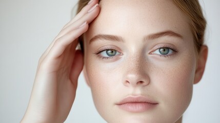 Close-up of a young woman with flawless skin