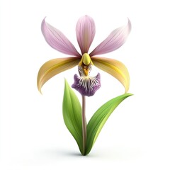 Naklejka premium Vibrant orchid blossoms in soft pinks and yellows.