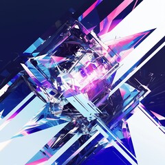 Abstract futuristic geometric pattern with minimalist design, digital art background featuring modern technology concept. 