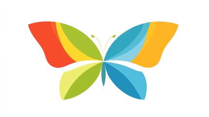 Colorful butterfly design, isolated, white background, graphic art, perfect for website or print
